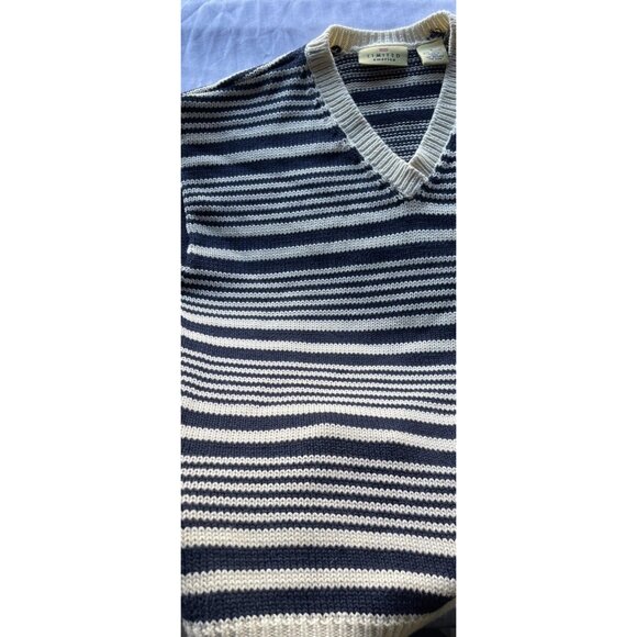 Vintage Limited America Sweater Women’s Sz Small Blue Cream Stripes Cotton - Picture 9 of 14